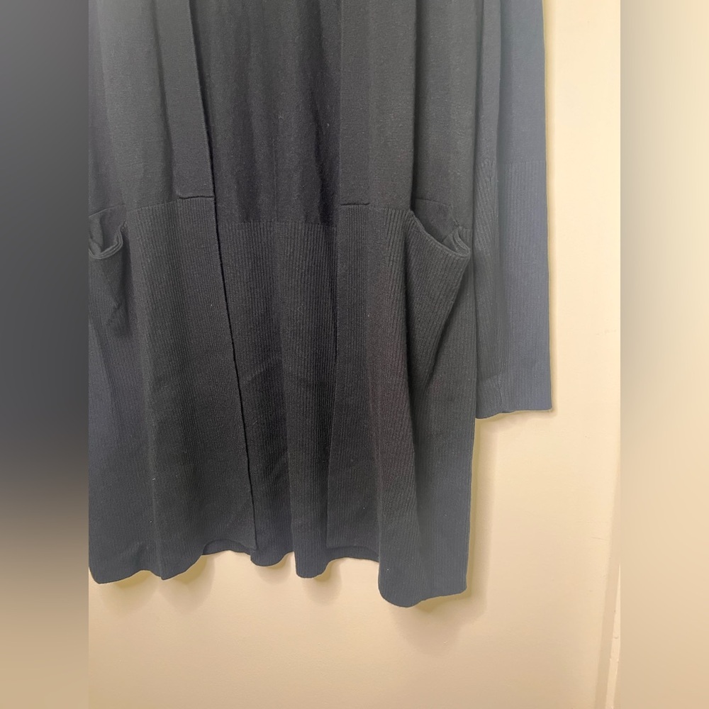 Splendid Black Duster Cardigan Long Open Front Cashmere Blend Lightweight Cozy - Picture 3 of 6